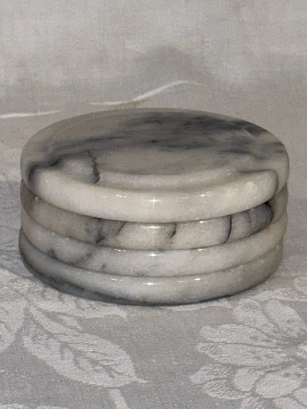 Italian Marble Coasters MCM Made in Italy Vintage Set of 4 Cork Inlay